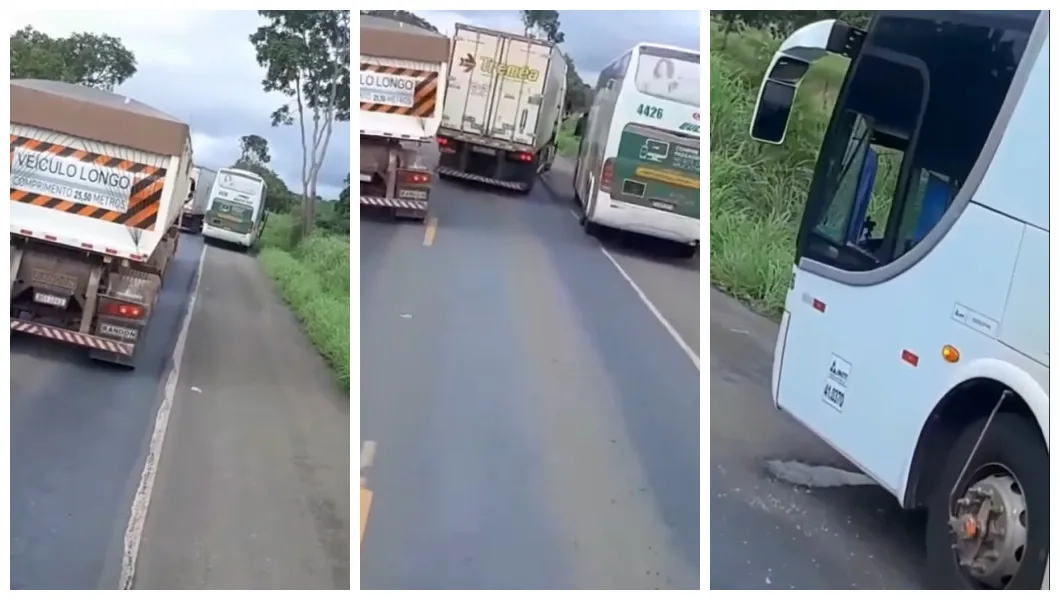 Caminhoneiro Revoltado Quebra Vidro De Onibus No Soco Apos Fechada Em Transito