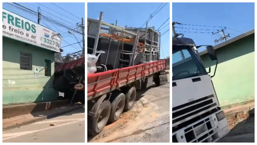 Carreta invade loja de freios e gera grande dúvida na internet
