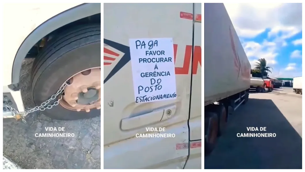 Posto Acorrenta Roda De Caminhao Para Obrigar Motorista A Pagar Pelo Estacionamento