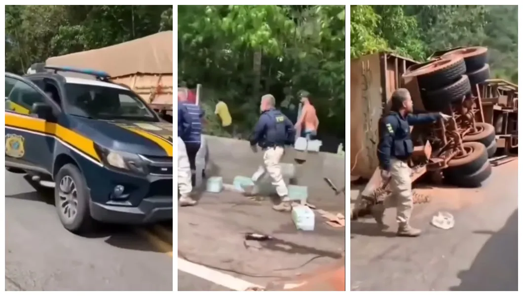 Saqueadores são surpreendidos pela Polícia Rodoviária Federal no momento do crime