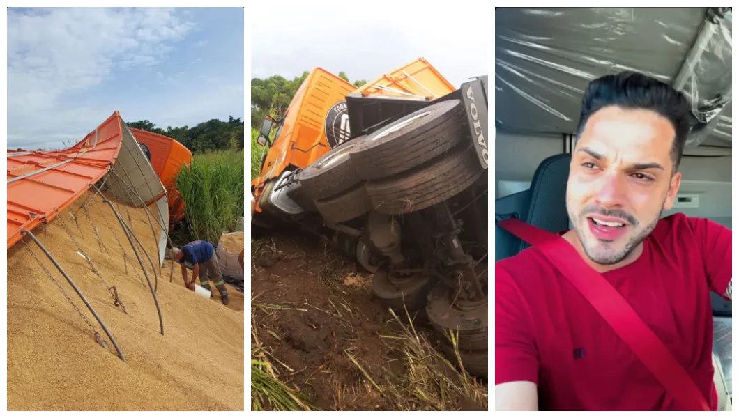 Volvo NH avaliado em mais de 1 milhão do Bruno Garcia tomba após 3 meses de trabalho