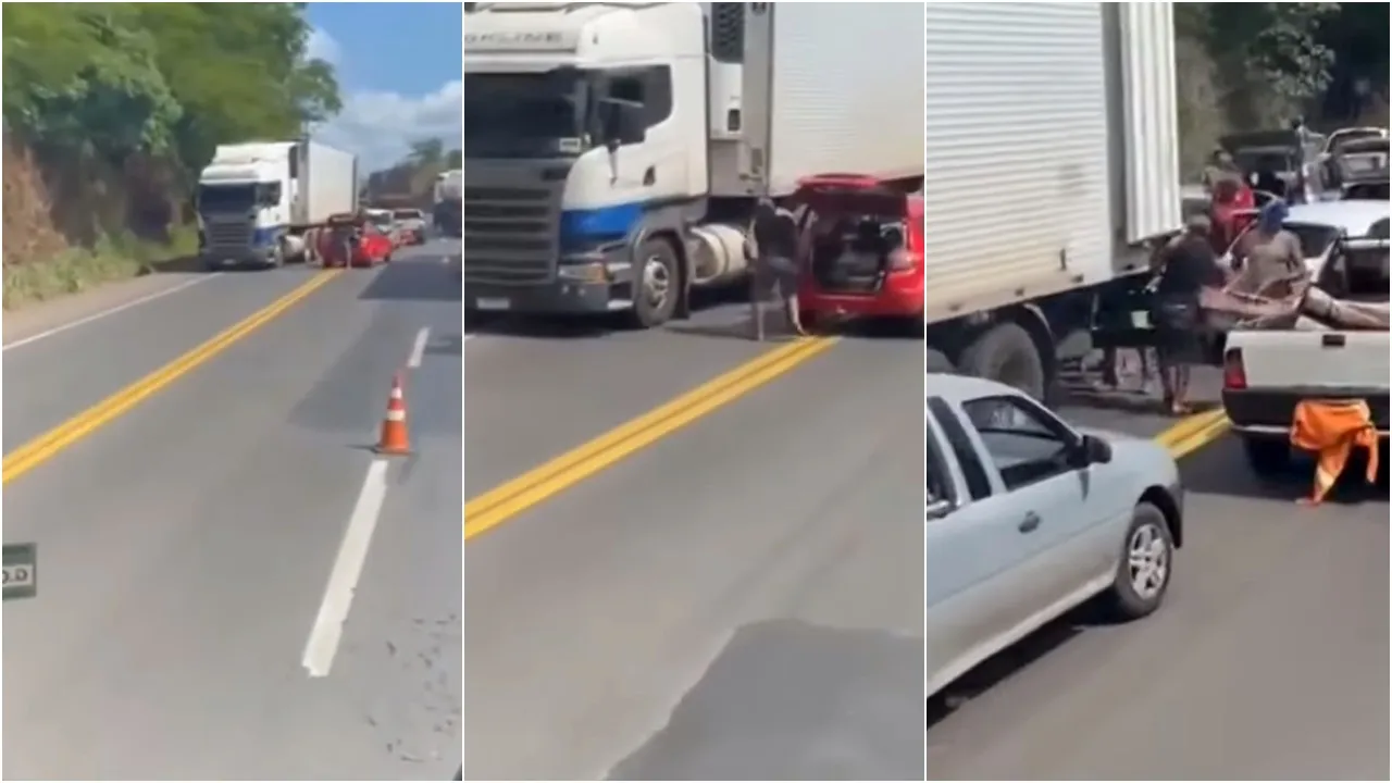 Vergonha: Caminhão quebrado na BR-153 é saqueado