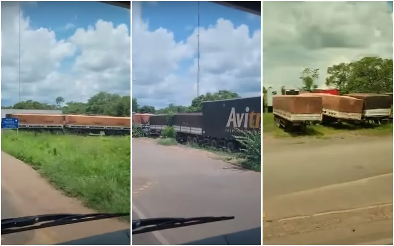 Caminhoneiro registra várias carretas largadas no pátio da PRF