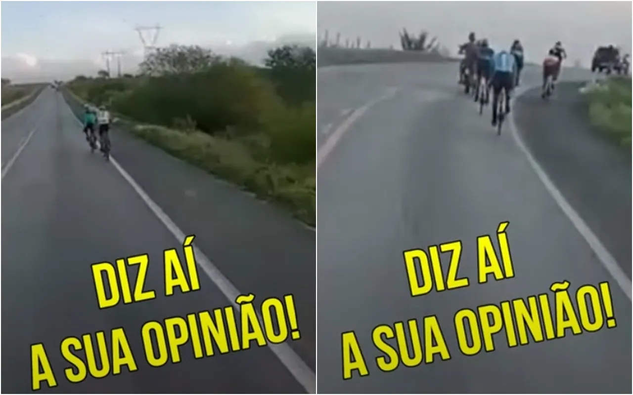 Caminhoneiro quase joga ciclistas para fora da pista