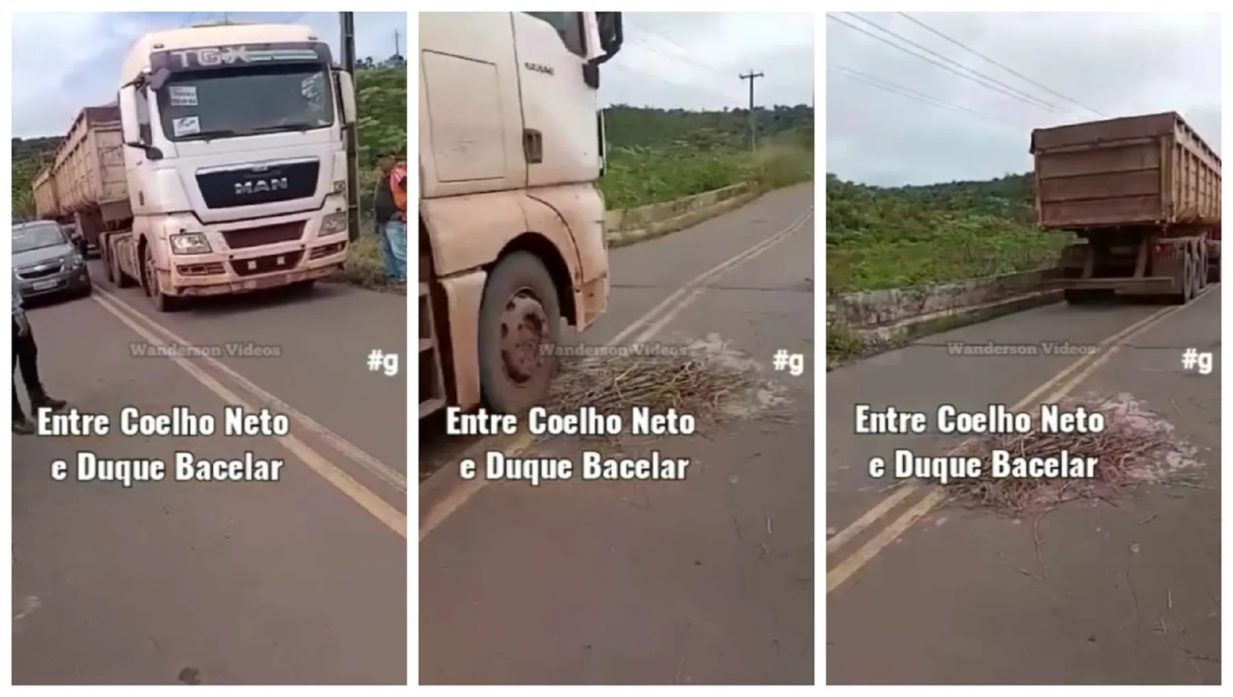 Caminhoneiro mostra que tem coragem e atravessa ponte quase caindo