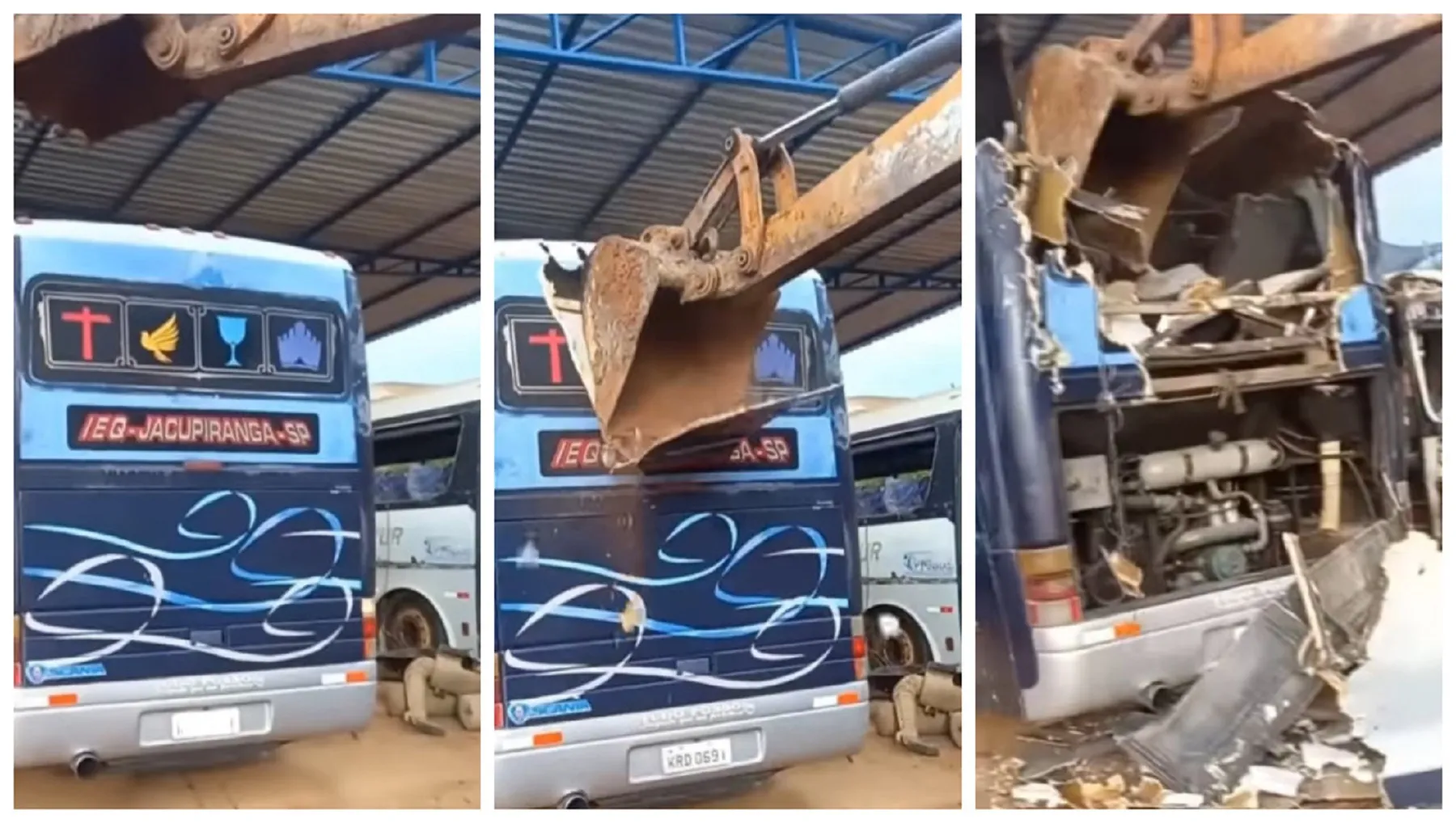 Oficina destrói ônibus de dono que não pagou pelo serviço