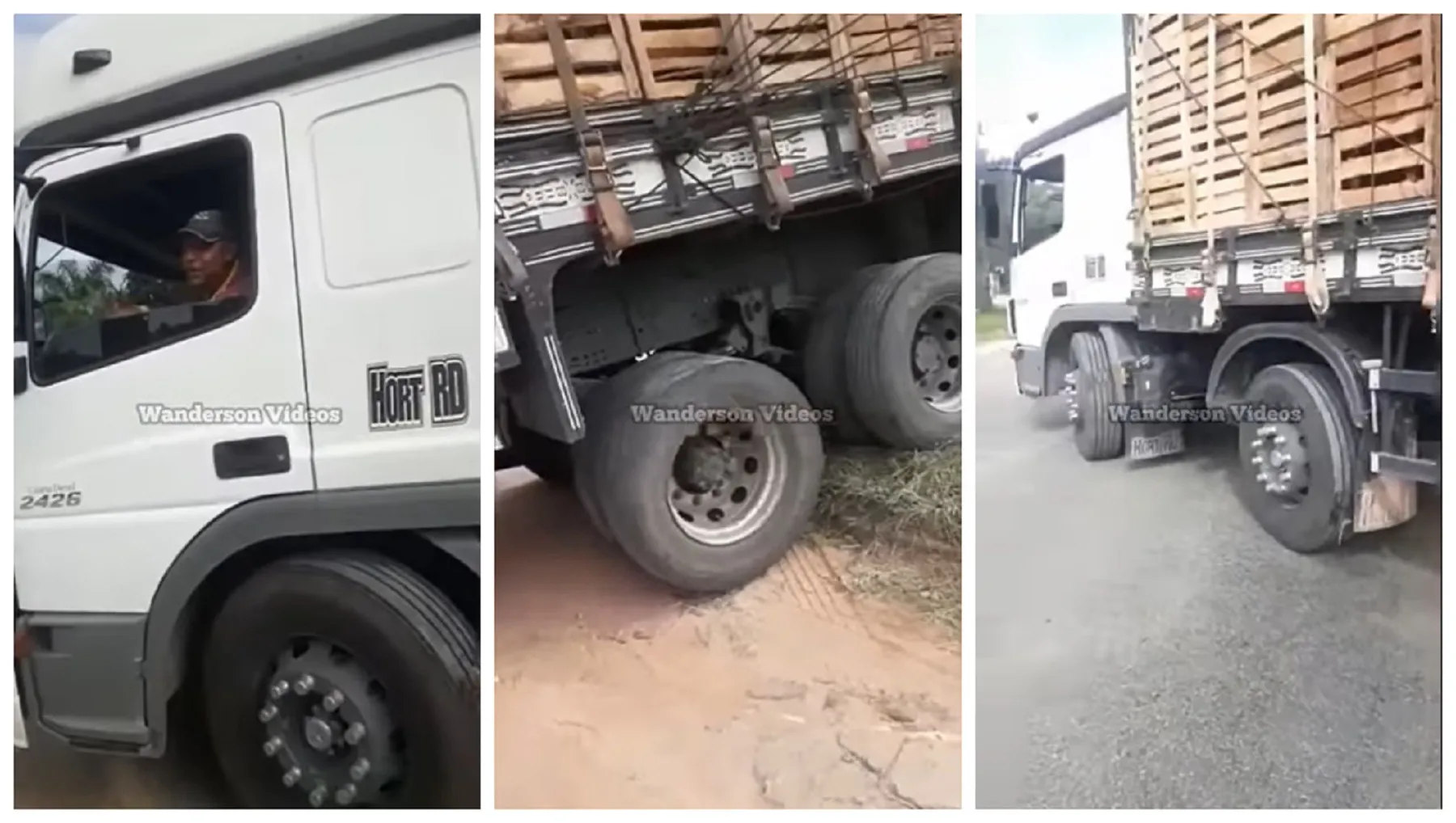 Caminhoneiro novato fica com o caminhão preso ao tentar realizar manobra em uma rodovia
