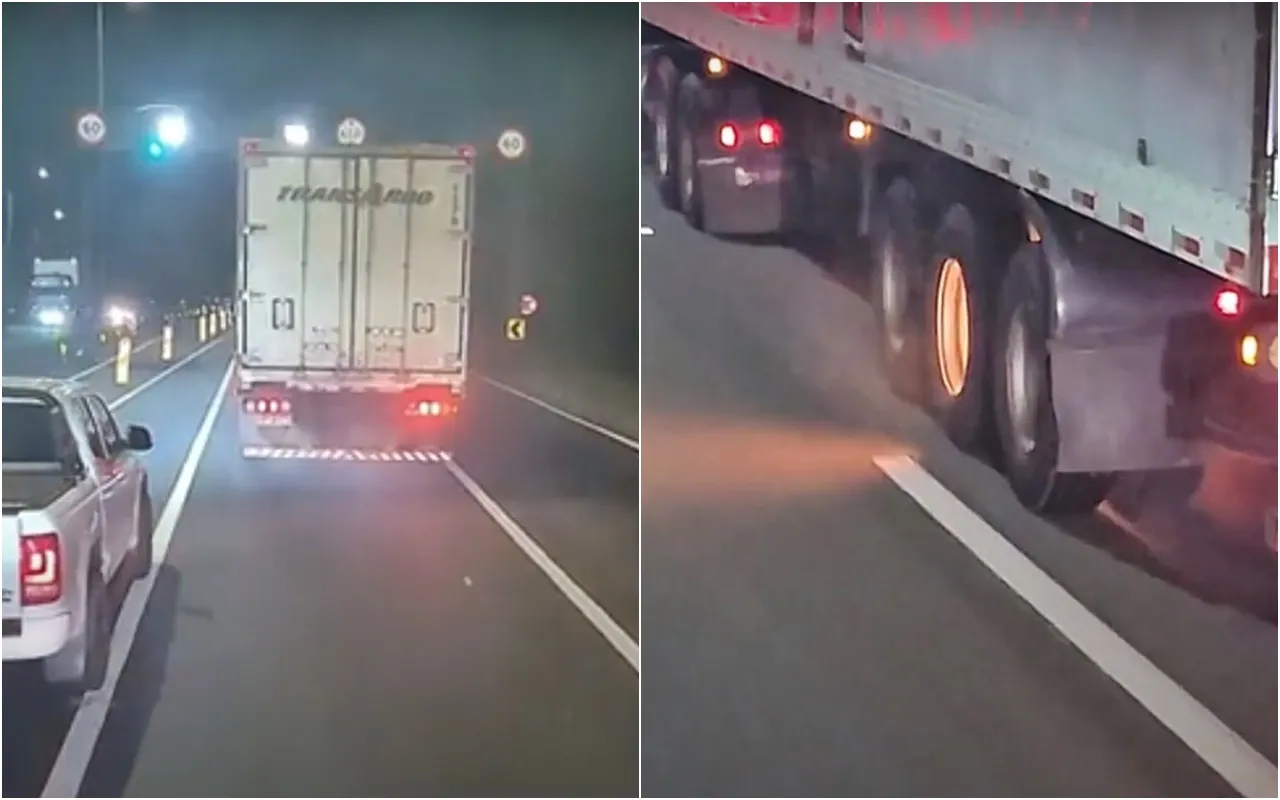 Caminhoneiro tem caminhão sem freio pegandofogo na descida da serra
