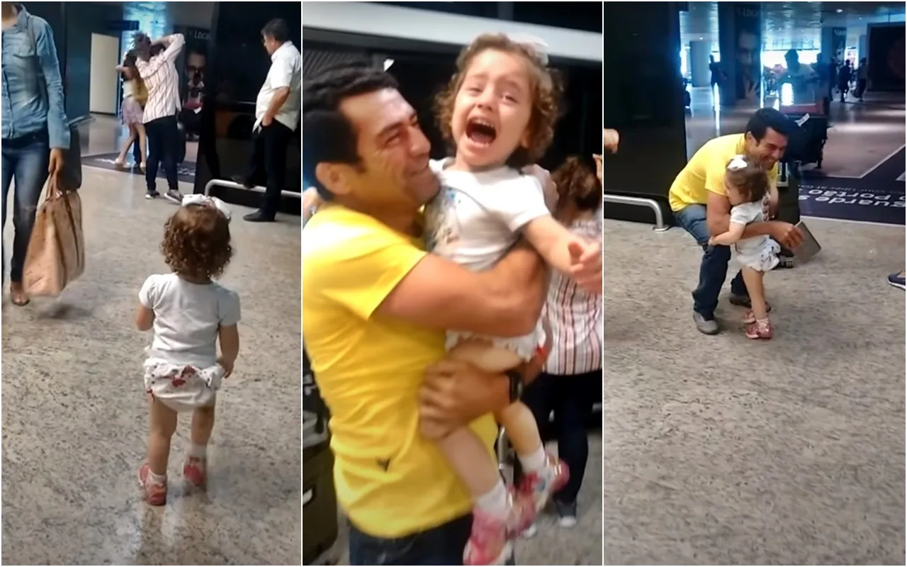 Garotinha se emociona ao receber pai caminhoneiro após longa viagem