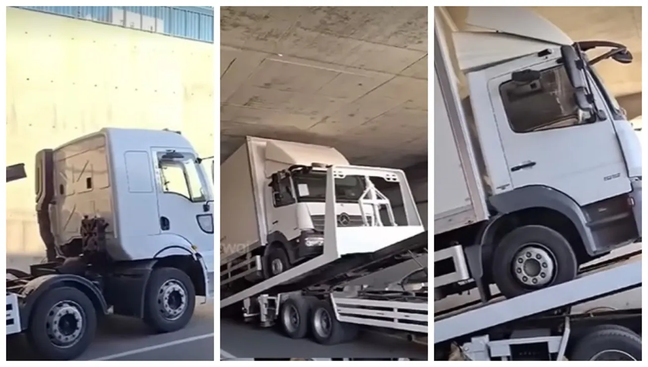 Caminhoneiro guincheiro faz manobra incrível sob viaduto