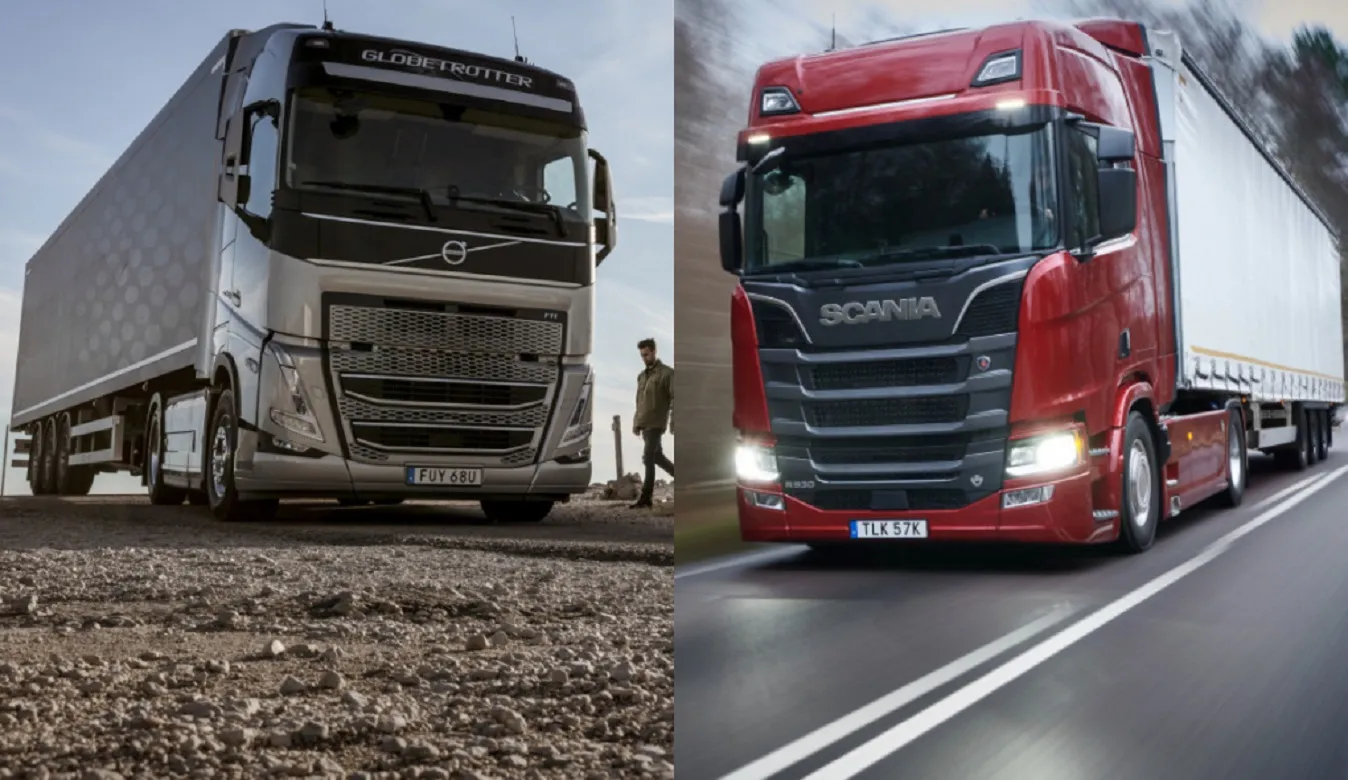 Rivalidade entre caminhoneiros: Scania vs. Volvo em disputa na estrada