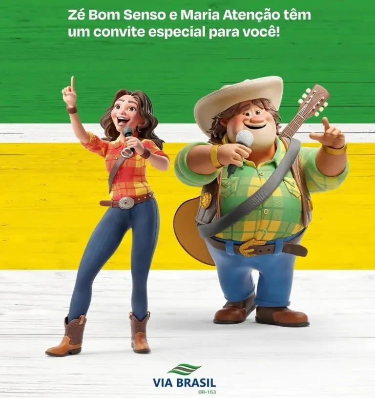 VIA BRASIL BR-163 LANÇA NOVA FASE DA CAMPANHA DE SEGURANÇA VIÁRIA COM A DUPLA ZÉ BOM SENSO E MARIA ATENÇÃO