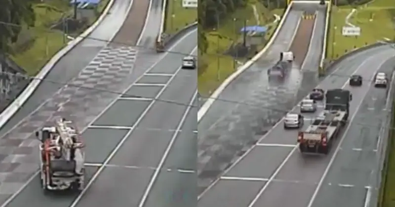 Dois caminhões usam área de escape da BR-376 em menos de 3 horas