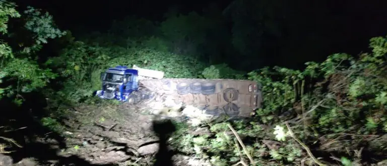 Caminhão sai da pista e cai em ribanceira na ERS-400; motorista não é encontrado