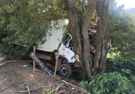 Caminhoneiro morre preso às ferragens após bater em árvore em Serrania (MG)