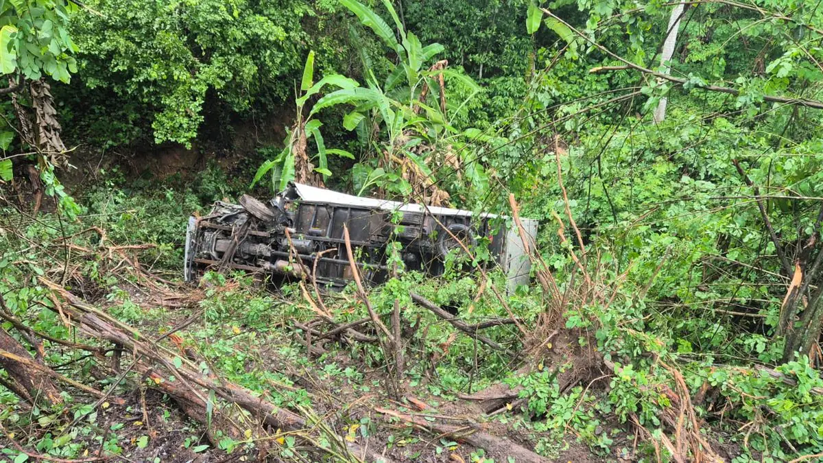 Caminhão despenca de ribanceira na BR-104 em Alagoas; passageiro fica ferido