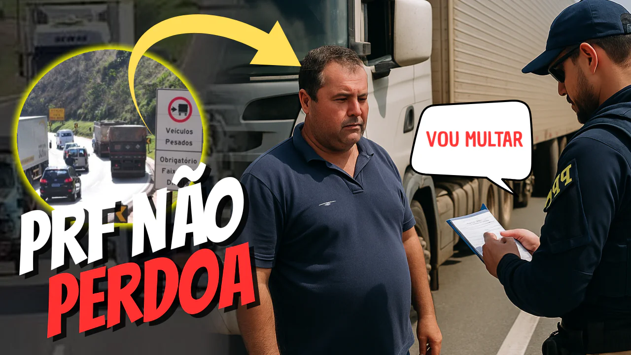 Caminhoneiro foi multado por permanecer na faixa da esquerda