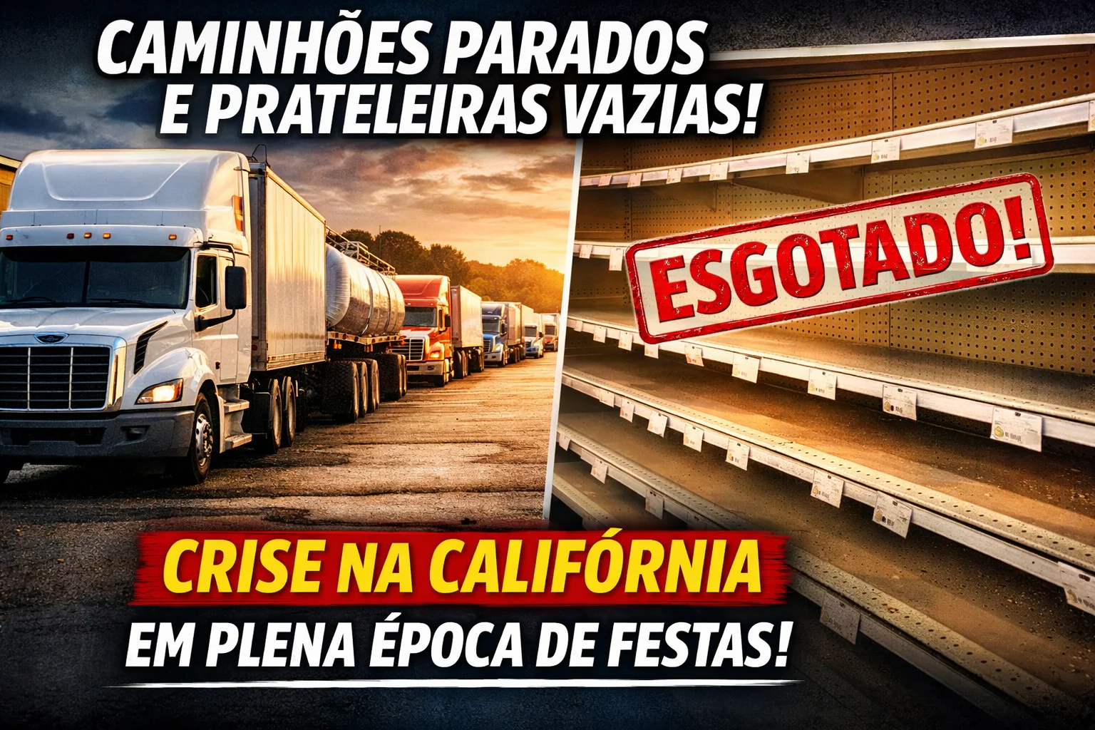 Falta de motoristas causa paralisação de caminhões na Califórnia durante período de festas
