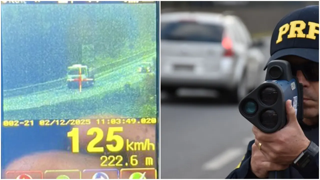 PRF flagra caminhão a 125 km/h e com placa escondida na BR-116