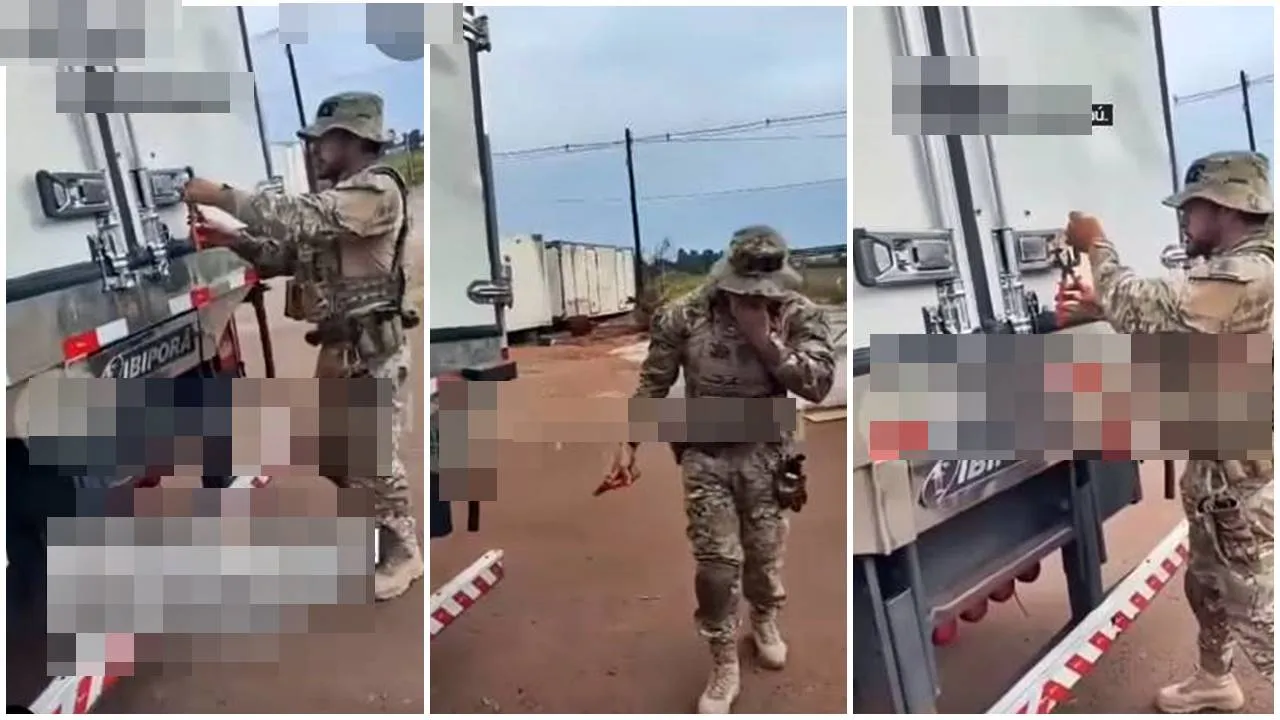 Policial se machuca ao tentar quebrar cadeado de caminhão durante fiscalização