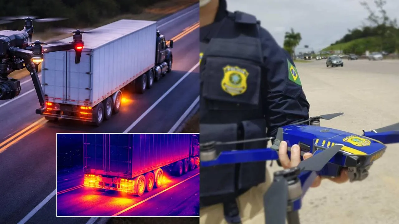 PRF usa drone com câmera de calor para identificar caminhões irregulares na BR-381