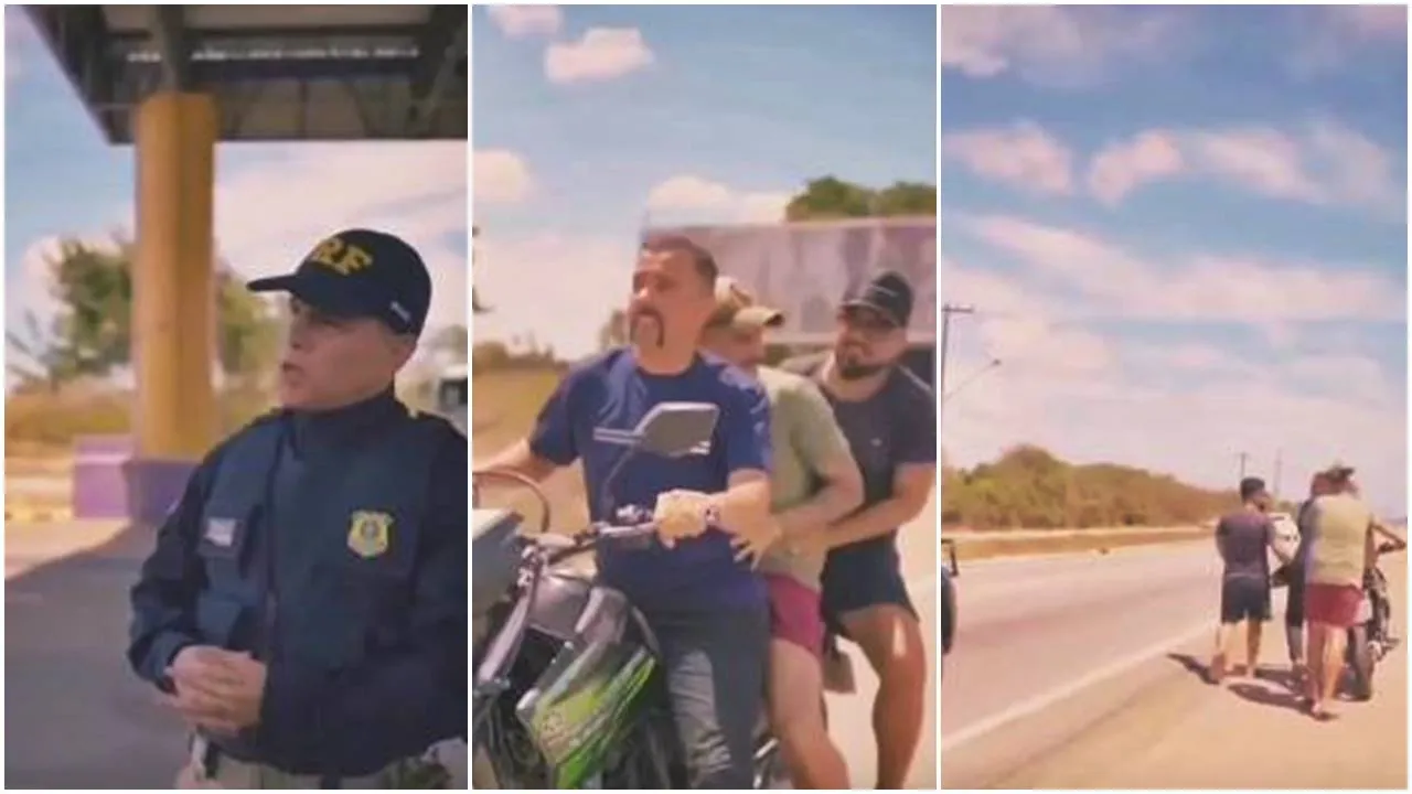 “Promessa” para empurrar moto por 90 km vira pegadinha da PRF e rende alerta bem-humorado aos motoristas