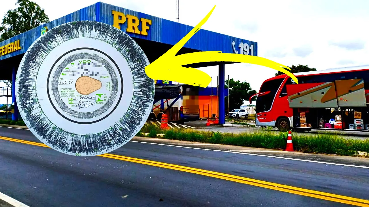 PRF se assusta ao encontrar ônibus rodando há 30 dias com o mesmo disco de tacógrafo na BR-116