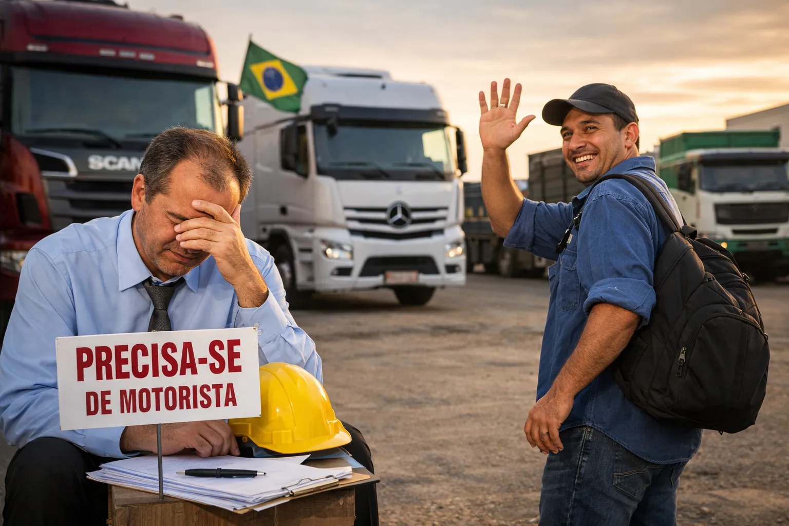 Caminhoneiro saindo da transportadora