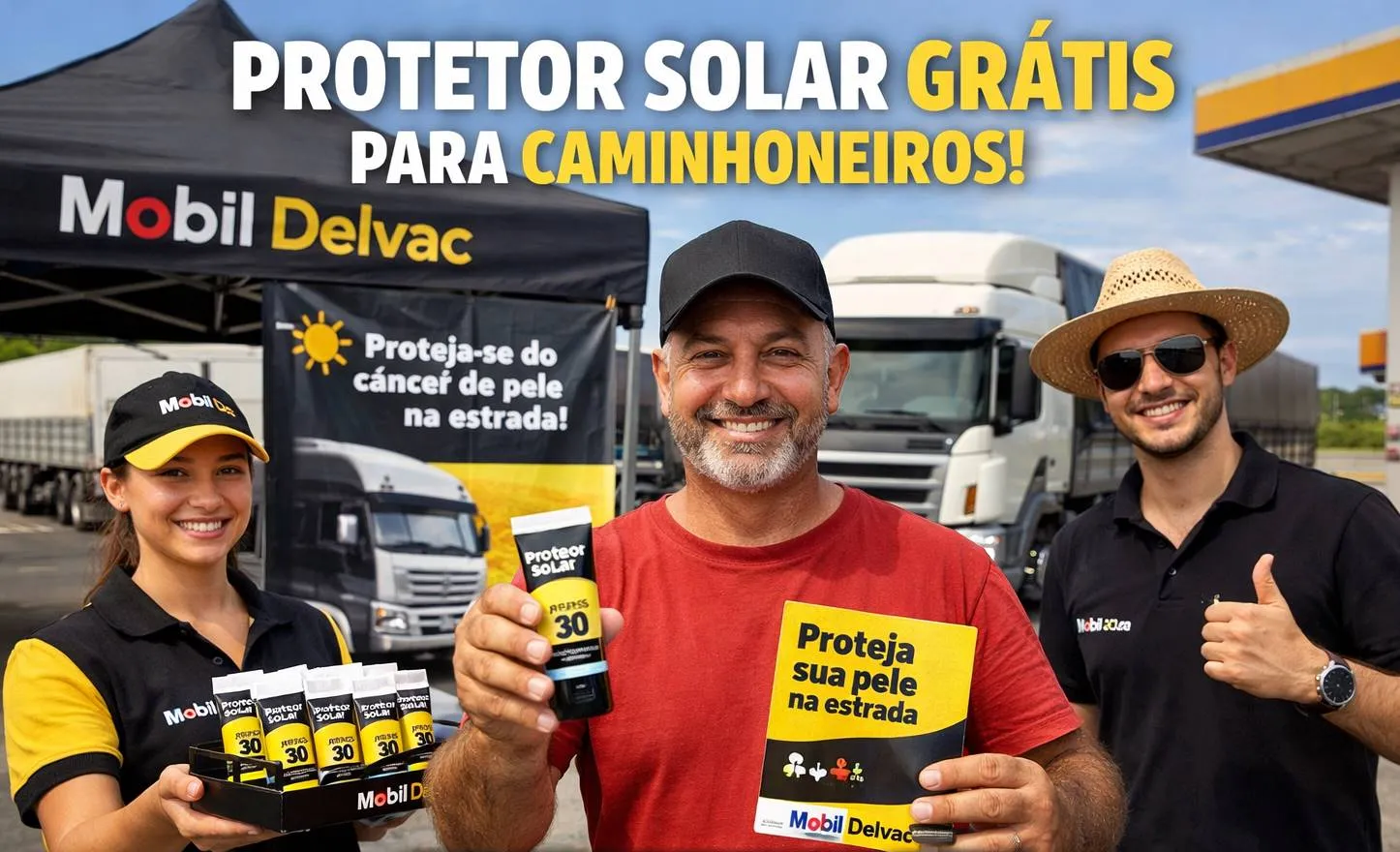 Protetor solar grátis para caminhoneiro? Mobil começa ação hoje na Rodovia dos Bandeirantes