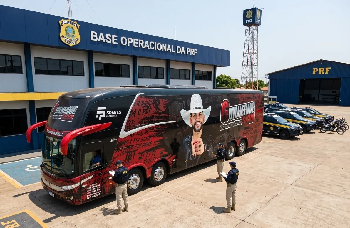 Ônibus de cantor é apreendido pela PRF com documento atrasado