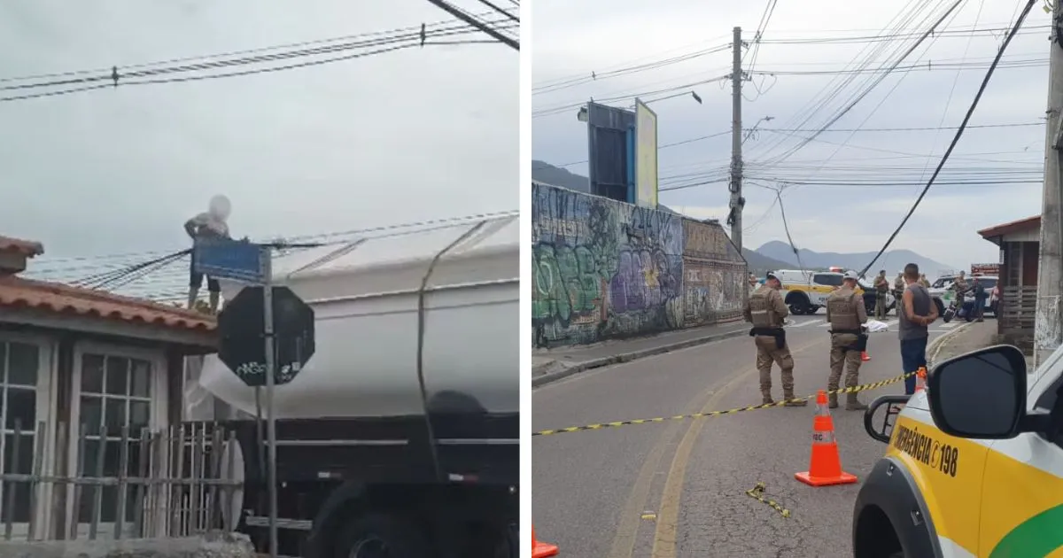 Caminhoneiro morre ao denserrolar fios de alta tensão do caminhão
