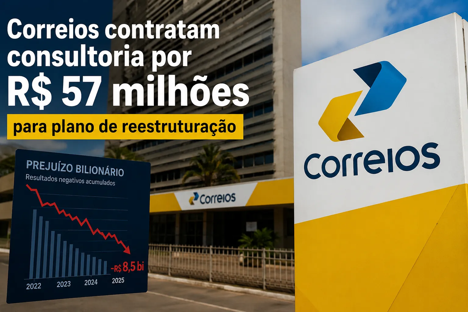 Correios gastam R$ 57 milhões com consultoria enquanto estatal enfrenta rombo bilionário