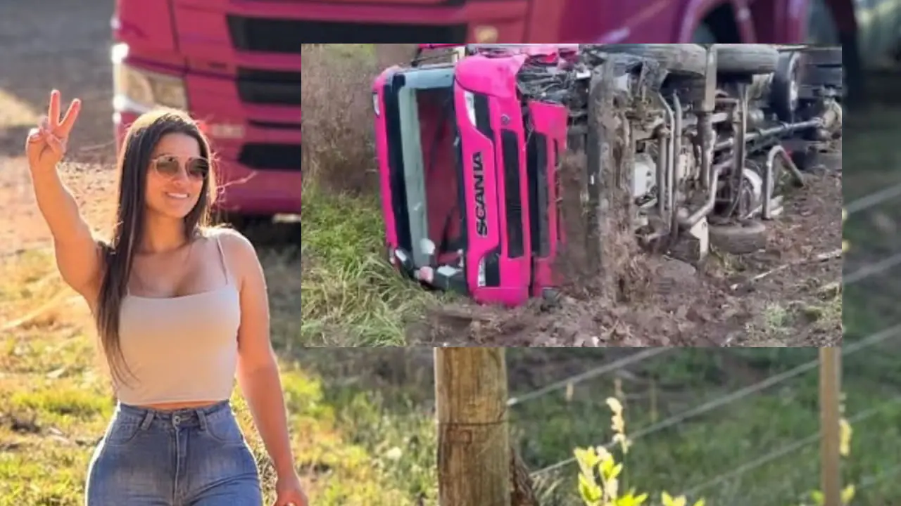 Caminhoneira Gaby Franciscon sofre grave acidente na BR-116