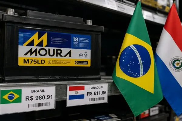 Bateria Moura 75Ah revela diferença de preço entre Brasil e Paraguai