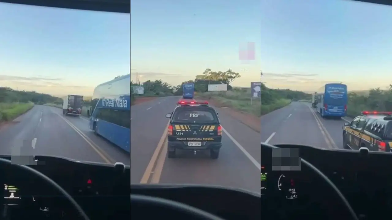 Video: Caminhoneiro grava ultrapassagem em faixa contínua na frente da PRF