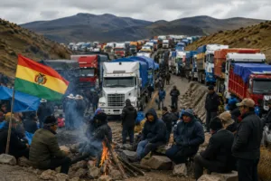 Mais de 5 mil caminhoneiros ficam presos em bloqueios na Bolívia
