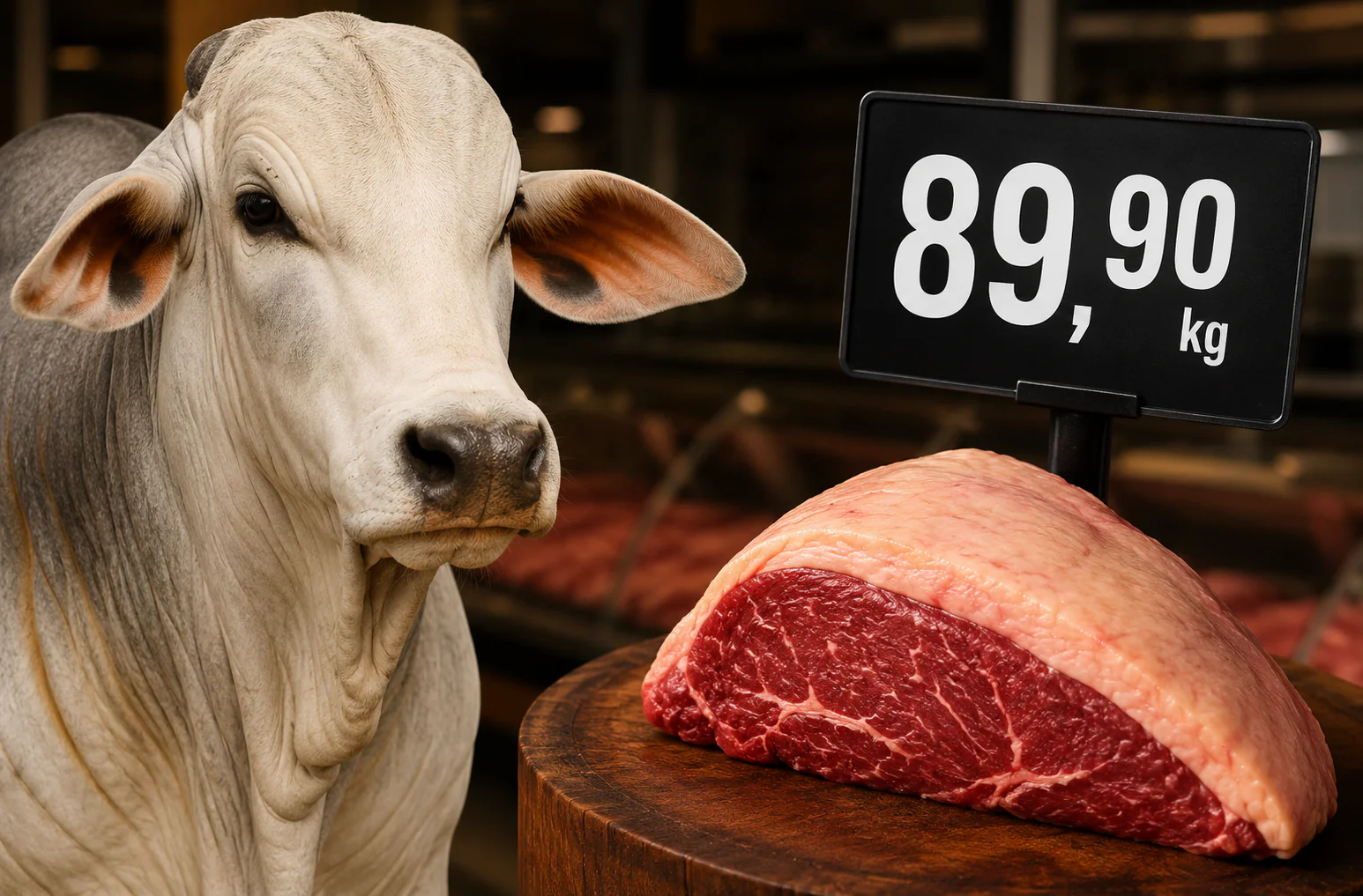 Preço do boi gordo bate recorde e carne fica mais cara nos mercados.