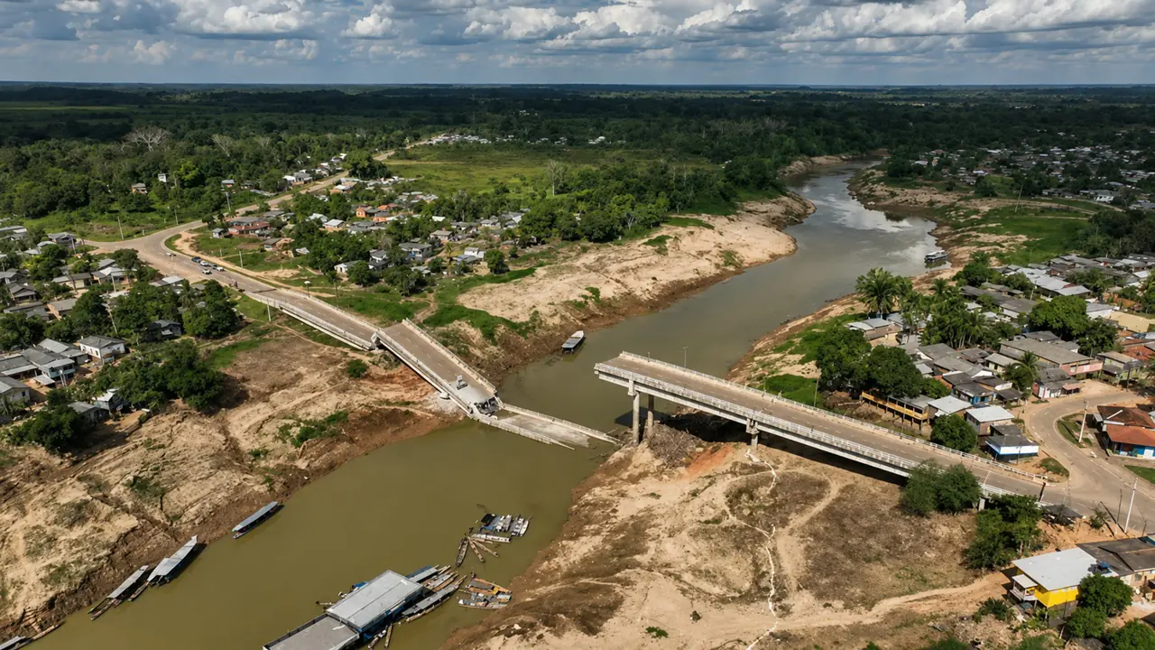 Ponte inaugurada em 2024 de R$ 36 milhões cai e muda o caminho de moradores no Acre